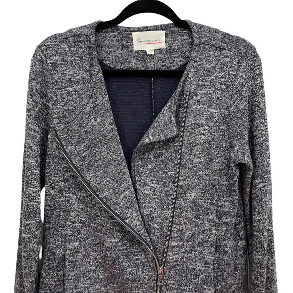Vince Camuto Women’s Asymmetrical Full Zip Moto Navy Blue Turo Jacket Size Small - Picture 3 of 8